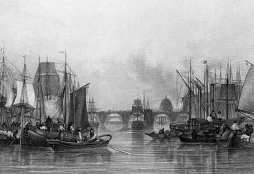 Le Bassin supérieur, rivière Thames, gravé par John Woods